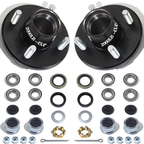 مجموعتان من مجموعات محور المقطورة بوزن 2000 رطل، 4 براغي 4، طقم محور المقطورة لعمود دوران مستقيم 1 بوصة أو 1-1/16 بوصة، محاور مقطورة القارب 5 عروة مع غسالة صواميل قلعة مانعة للتسرب 1.5 بوصة و1.25 بوصة (فقط للمغزل المستقيم) in Kuwait