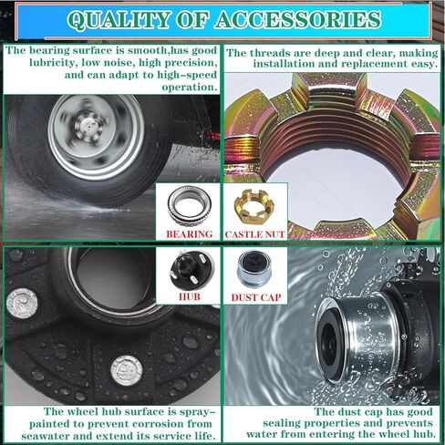 مجموعتان من مجموعات محور المقطورة بوزن 2000 رطل، 4 براغي 4، طقم محور المقطورة لعمود دوران مستقيم 1 بوصة أو 1-1/16 بوصة، محاور مقطورة القارب 5 عروة مع غسالة صواميل قلعة مانعة للتسرب 1.5 بوصة و1.25 بوصة (فقط للمغزل المستقيم) in Kuwait