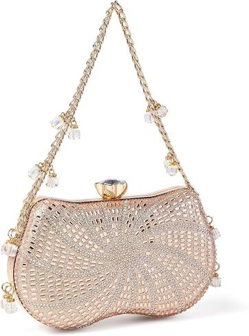 Women Sparkly Rhinestone Clutch with Chains, Glitter Evening Handbag Purse Shoulder Bag for Wedding Party Prom in Kuwait