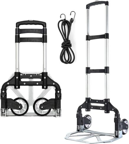 Folding Hand Truck, Dolly Cart with Wheels Foldable, Lightweight Aluminum Luggage Cart Portable Collapsible Trolly for Utility Cart, Hand Trucks for Moving Travel Shopping Airport Office in Kuwait