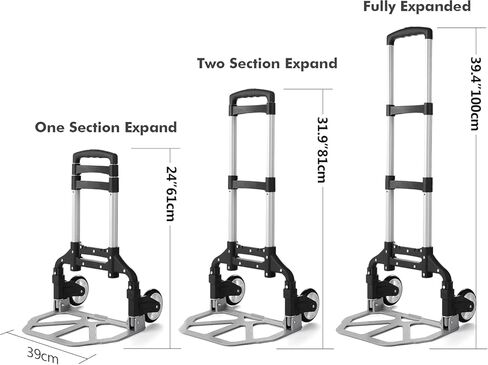 Folding Hand Truck, Dolly Cart with Wheels Foldable, Lightweight Aluminum Luggage Cart Portable Collapsible Trolly for Utility Cart, Hand Trucks for Moving Travel Shopping Airport Office in Kuwait