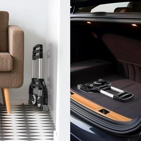 Folding Hand Truck, Dolly Cart with Wheels Foldable, Lightweight Aluminum Luggage Cart Portable Collapsible Trolly for Utility Cart, Hand Trucks for Moving Travel Shopping Airport Office in Kuwait