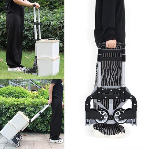 Folding Hand Truck, Dolly Cart with Wheels Foldable, Lightweight Aluminum Luggage Cart Portable Collapsible Trolly for Utility Cart, Hand Trucks for Moving Travel Shopping Airport Office in Kuwait