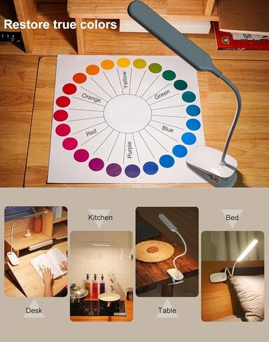 مصباح مكتب، مصباح طاولة 1500 مللي أمبير في الساعة مصباح قراءة عاكس للضوء مع مشبك ومنفذ شحن من النوع C، ضوء مكتب للمنزل والمكتب والقراءة والعمل والدراسة معقوفة مرنة قابلة للتعديل - أبيض in Kuwait