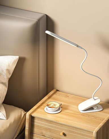 Desk Lamp, Table Lamp 1500mAh Dimmable Reading Lamp with Clamp and Type-C Charging Port, Desk Light for Home Office Reading Working Studying Gooseneck Adjustable Flexible - White in Saudi Arabia