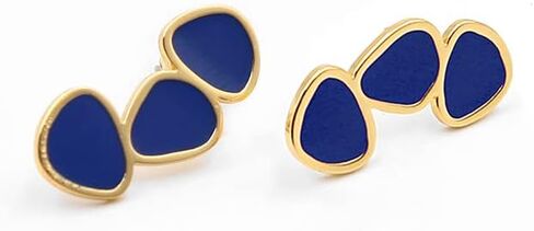 Round Curved Enamel Stud Petit gold stainless Stainless Steel 316 Earrings for Women, Fashion Jewelry Gift Hypoallergenic earrings for Sensitive skin Black, Amber, Burgundy, Blue in Saudi Arabia