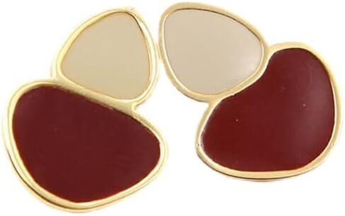 Round Curved Enamel Stud Petit gold stainless Stainless Steel 316 Earrings for Women, Fashion Jewelry Gift Hypoallergenic earrings for Sensitive skin Black, Amber, Burgundy, Blue in Saudi Arabia