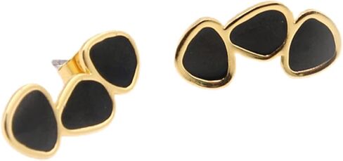 Round Curved Enamel Stud Petit gold stainless Stainless Steel 316 Earrings for Women, Fashion Jewelry Gift Hypoallergenic earrings for Sensitive skin Black, Amber, Burgundy, Blue in Saudi Arabia