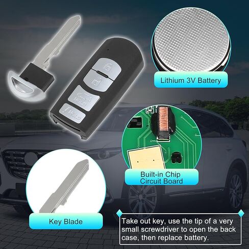 X AUTOHAUX WAZX1T763SKE11A04 315Mhz استبدال دخول بدون مفتاح عن بعد مفتاح ذكي فوب لمازدا CX-7 10-12 لمازدا CX-9 10-15 TEY1-67-5RY TEY1675RY 4 أزرار in Saudi Arabia