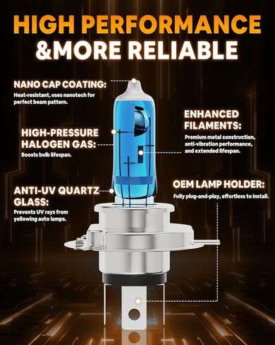 Compatible with HONDA Ridgeline 2006-2014 Halogen Headlight Bulb Combo - 185% Brighter 5000K White High/Low Beam, Plug and Play, 2-Pack in Kuwait