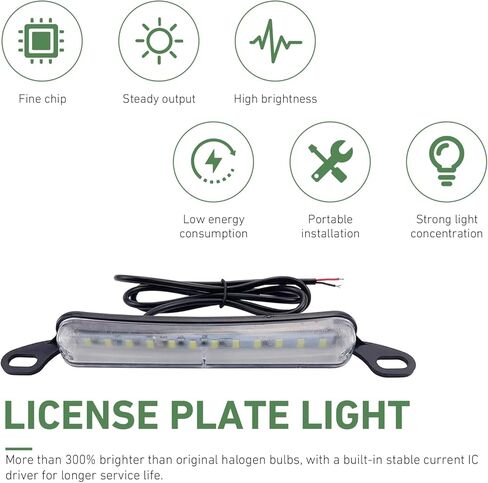 ضوء لوحة الترخيص، ضوء لوحة الترخيص LED بتيار مستمر 12 فولت، ضوء لوحة LED بديل للتجميع الساطع، عالمي للسيارة والمقطورة والشاحنة والمركبات الترفيهية والقوارب والمركبات ATV (أبيض) in Kuwait