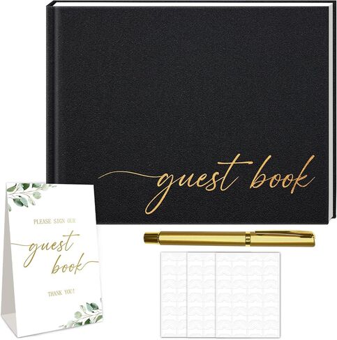 Wedding Guest Book with Personalized 2026 Year - Elegant GuestBook Includes Pen, Sign & Photo Corners for Wedding,Baby Shower Guests to Sign-112 Pages Blank and Lined(White-2026) in Saudi Arabia