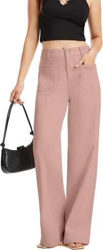 Denim Women Long Trousers Jeans Pants Wide Leg Jeans High Waisted Pants Stretchy with Pockets in Kuwait