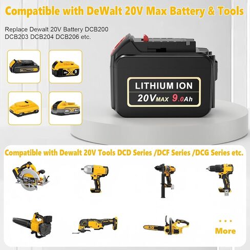 20V 9.0AH بطارية عالية السعة استبدال لبطارية DeWalt 20V ، 20V 9000MAH بطارية متوافقة مع DEWALT DCB201 DCB200 DCB208 ، ل Dewalt 20V DCD DCG Series الأدوات اللاسلكية اللاسلكية in Kuwait