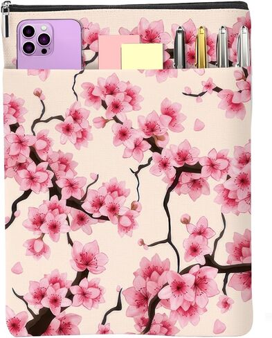 Floral Books Lovers Gifts Waterproof Flower Book Sleeve Botanical Book Pouch Protector with Zipper and Front Pocket Books Cover Case for Women Her Wife Birthday Reading Accessories Bookish Gifts in Saudi Arabia