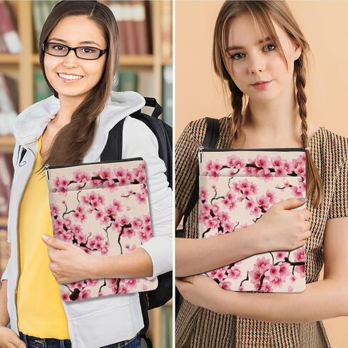 Floral Books Lovers Gifts Waterproof Flower Book Sleeve Botanical Book Pouch Protector with Zipper and Front Pocket Books Cover Case for Women Her Wife Birthday Reading Accessories Bookish Gifts in Saudi Arabia