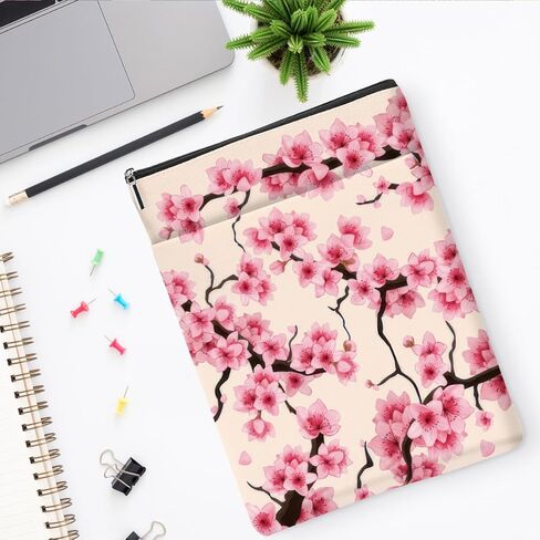 Floral Books Lovers Gifts Waterproof Flower Book Sleeve Botanical Book Pouch Protector with Zipper and Front Pocket Books Cover Case for Women Her Wife Birthday Reading Accessories Bookish Gifts in Saudi Arabia
