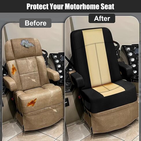 SAPUBK 2 Pack Universal RV Motorhome Captain Chairs Seat Covers, Premium Leather with Composite Soft Foam Lining Motorhome Seat Covers in Saudi Arabia