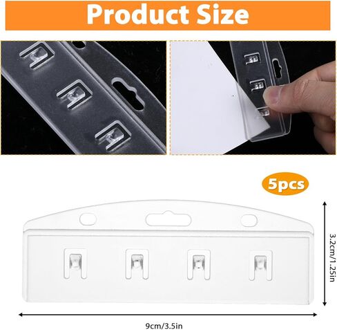 5 PCS Horizontal Half Badge Holders, Swipe Badge Holder Hard Plastic Easy Access Swipe Card Holders, Frosted Rigid Clear Plastic ID Card Holder for Swiping ID Credit Name Cards Pos Magnetic Swipe Card in Saudi Arabia