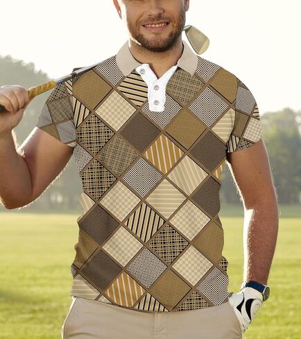 Men Short Sleeve Polo Shirt: Summer Novelty Argyle Graphic Print Golf Clothes in Saudi Arabia