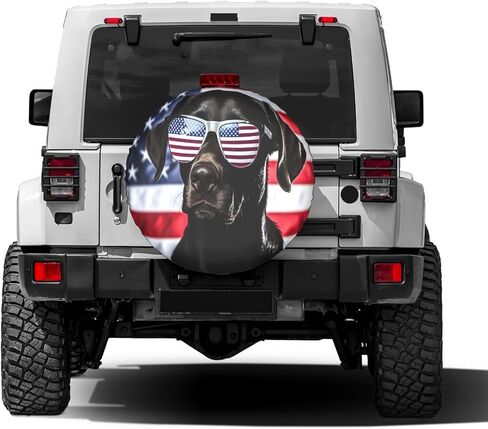 KiuLoam Patriotic Black Lab Spare Tire Cover Polyester Universal Sunscreen Waterproof Wheel Covers for Trailer RV SUV Truck and Many Vehicles (17" for Diameter 31"-33") in Saudi Arabia