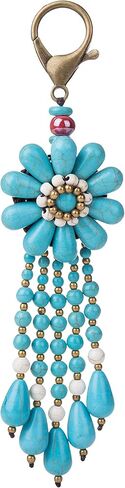 Bohemian Retro Keychain for Women Girls Vintage Handmade Colored Stones Tassels Flower Charms Key Chain in Saudi Arabia
