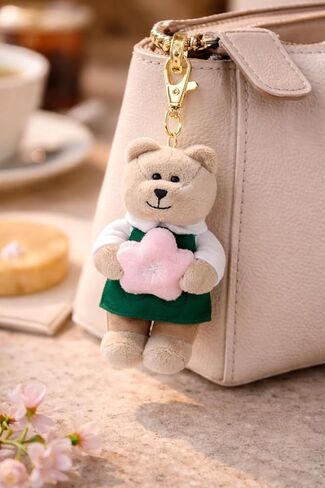 سلسلة مفاتيح ستاربكس تشيري بلوسوم 2026 بيريستا - سلسلة مفاتيح الدب القطيفة مع إكسسوار نجمة ساكورا ومشبك ذهبي، حقيبة ساحرة قابلة للجمع من بيريستا للمفاتيح والحقائب والهدايا in Kuwait