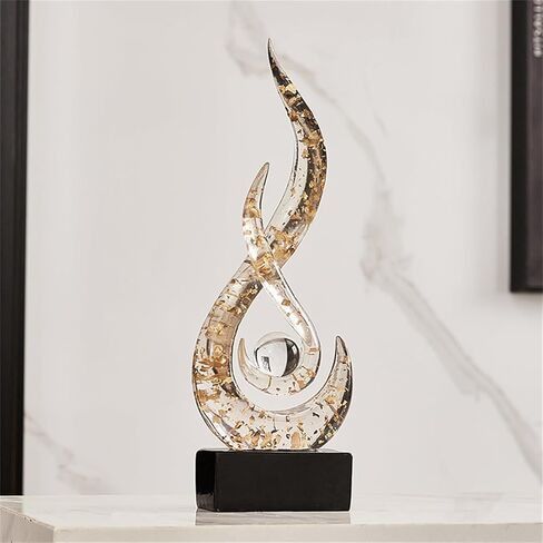 AWNR Abstract Art Deco Decor Statues for Home,Shelves,Table,Living Room, Dining Room,Modern Sculpture Decoraciones of Homes for Sale (Transparent Gold) in Saudi Arabia