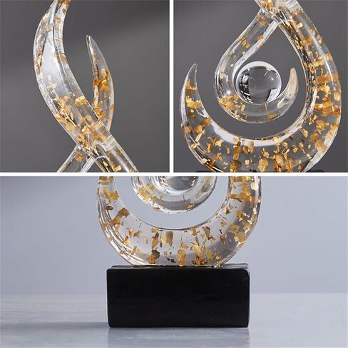 AWNR Abstract Art Deco Decor Statues for Home,Shelves,Table,Living Room, Dining Room,Modern Sculpture Decoraciones of Homes for Sale (Transparent Gold) in Saudi Arabia