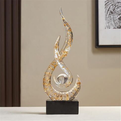 AWNR Abstract Art Deco Decor Statues for Home,Shelves,Table,Living Room, Dining Room,Modern Sculpture Decoraciones of Homes for Sale (Transparent Gold) in Saudi Arabia