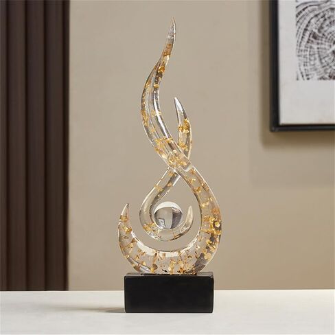 AWNR Abstract Art Deco Decor Statues for Home,Shelves,Table,Living Room, Dining Room,Modern Sculpture Decoraciones of Homes for Sale (Transparent Gold) in Saudi Arabia