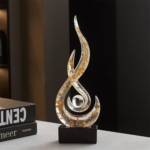 AWNR Abstract Art Deco Decor Statues for Home,Shelves,Table,Living Room, Dining Room,Modern Sculpture Decoraciones of Homes for Sale (Transparent Gold) in Saudi Arabia