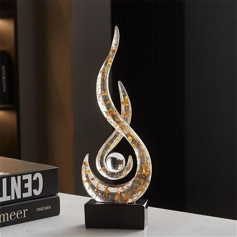 AWNR Abstract Art Deco Decor Statues for Home,Shelves,Table,Living Room, Dining Room,Modern Sculpture Decoraciones of Homes for Sale (Transparent Gold) in Saudi Arabia