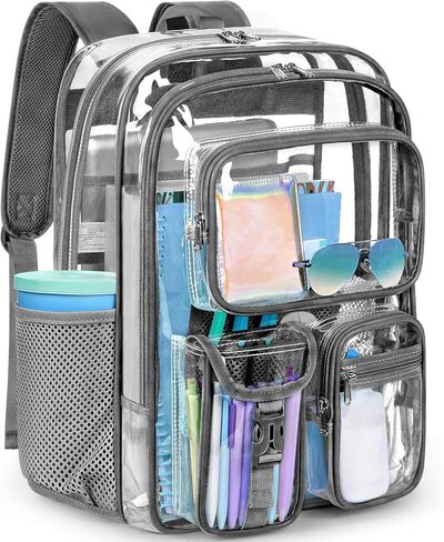 ZORFIN Clear Backpack 29L for School and Work, Large Transparent Bookbag with Reinforced Straps in Kuwait