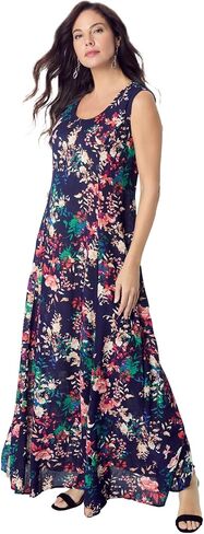 Roaman's Women's Plus Size Hand-Crinkled Sleeveless Dress in Kuwait