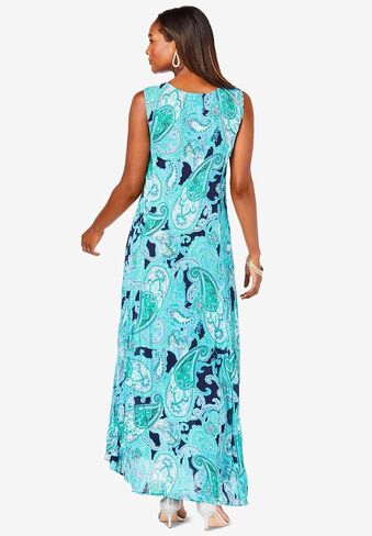 Roaman's Women's Plus Size Hand-Crinkled Sleeveless Dress in Kuwait