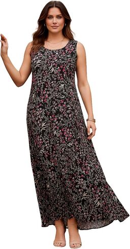 Roaman's Women's Plus Size Hand-Crinkled Sleeveless Dress in Kuwait