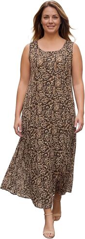 Roaman's Women's Plus Size Hand-Crinkled Sleeveless Dress in Kuwait
