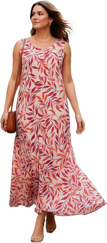 Roaman's Women's Plus Size Hand-Crinkled Sleeveless Dress in Kuwait