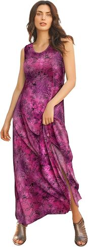 Roaman's Women's Plus Size Hand-Crinkled Sleeveless Dress in Kuwait