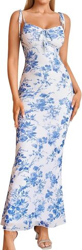 فستان KUTUMAI الصيفي طويل مزين بالزهور وربطة الكتف Bodycon فساتين رسمية طويلة لحفلات الزفاف للنساء in Kuwait