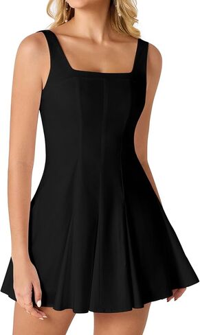 فستان قصير لطيف على شكل حرف A من KUTUMAI برقبة مربعة وقصيرة لحفلات التخرج والخروج للنساء in Kuwait