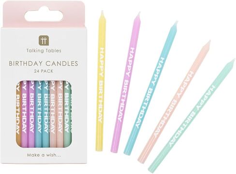 Talking Tables 24 x White and Gold Birthday Cake Candles | Cupcake Toppers Decorations for Kids Party, Celebration | Designed in The UK | Plastic Free in Saudi Arabia
