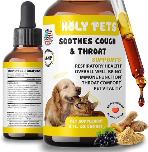 Cough Medicine for Dogs & Cats, Respiratory Infection Support - Sneezing Relief & Kennel Cough Treatment - Pet Asthma Support - Made with Natural Ingredients in The USA in Saudi Arabia