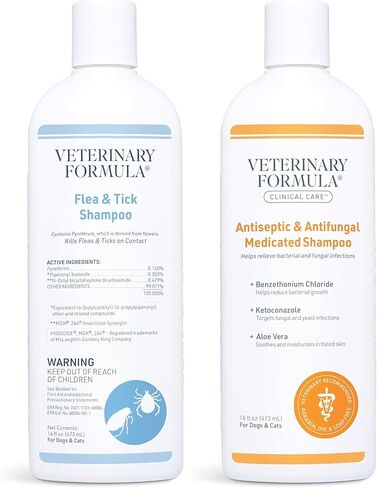 Veterinary Formula Clinical Care Antiseptic and Antifungal Medicated Shampoo for Dogs & Cats, 16 Fl Oz – Helps Alleviate Scaly, Greasy, red Skin – Paraben, Dye, Soap-Free (1 Pack) in Kuwait