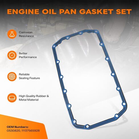 OS30820 Engine Oil Pan Gasket Set Compatible with 2007-2016 Mini Cooper Countryman Paceman, 1.6L Oil Pan Gasket Replaces OEM # 11137565928 in Kuwait