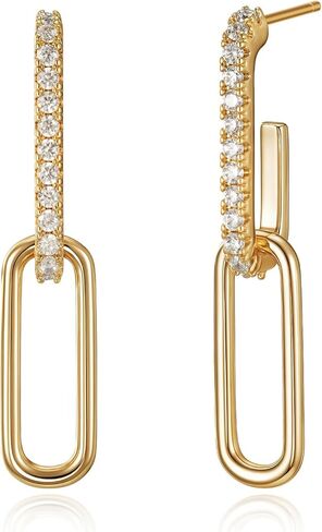 MYEARS 14K Gold Plated Earrings for Women Trendy Paperclip Open Hoop Earrings for Women Simple Studs Jewelry for Women in Saudi Arabia