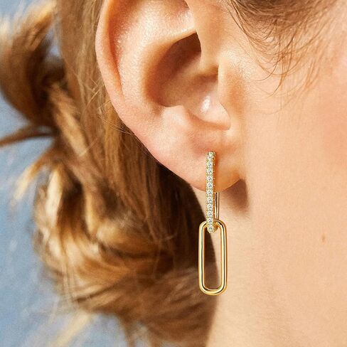 MYEARS 14K Gold Plated Earrings for Women Trendy Paperclip Open Hoop Earrings for Women Simple Studs Jewelry for Women in Saudi Arabia