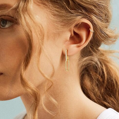 MYEARS 14K Gold Plated Earrings for Women Trendy Paperclip Open Hoop Earrings for Women Simple Studs Jewelry for Women in Saudi Arabia