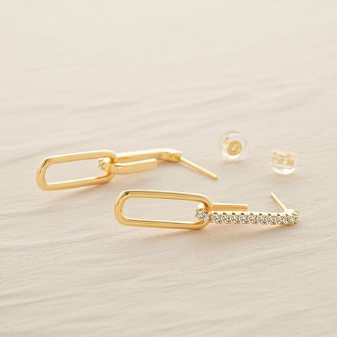 MYEARS 14K Gold Plated Earrings for Women Trendy Paperclip Open Hoop Earrings for Women Simple Studs Jewelry for Women in Saudi Arabia